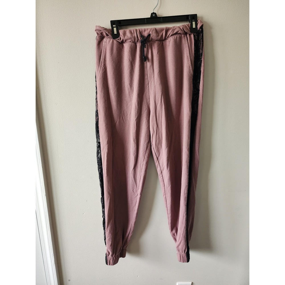 Walkpop Joggers Women's Size Small Mauve Joggers with Black Lace Side Stripe